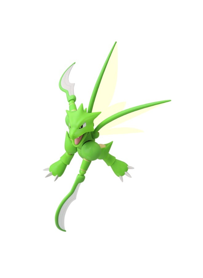 Blokees Pokemon Classic Version-L Scyther Model Kit | Buildable Poseable Action Figure for Kids Age 9+ | New Encounter of Exploration Series | Collectible Display Toy with Stand - Image 2