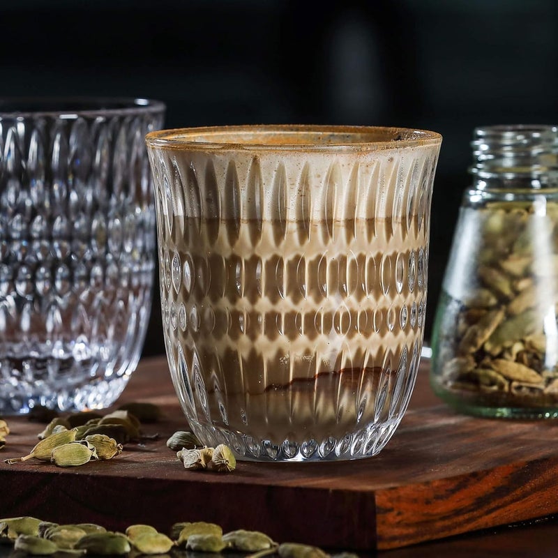 BLISS START Drinking Glass 256ml Set of 4 Bubble Glass Beer Glasses Glass Cups Tumbler for Cold Coffee Smoothies Juice Soda Any Drink and Any Occasion - Image 3