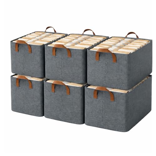 Raggle 10PCS Collapsible Fabric Storage Cubes Organizer with Handles Foldable Storage Baskets for Organizing Toys, Books, Shelves, Closet, Large Storage Box with Handles (Gray, 26L-10) - Image 1