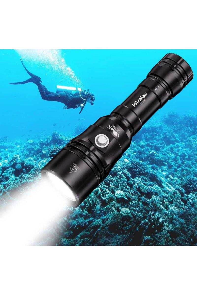 18650 Fixed Focus black M 5000K-5700K Wurkkos DL20R USB C Rechargeable Diving Light Powerful 3200lm