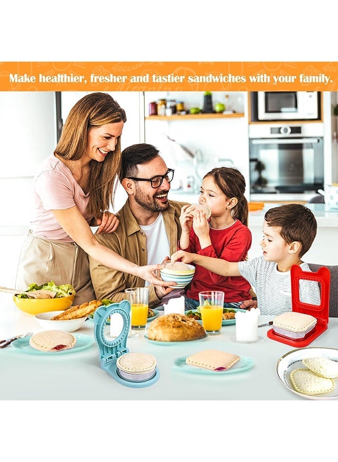 2PCS Sandwich Maker, Sandwich Cutters for Kids Lunch, Crustless Breakfast Sandwich Cutter and Sealer Set Great for Children Boys Girls Lunchbox and Bento Box, Circle Square - Image 4