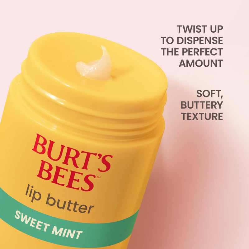 Burt's Bees Sweet Mint Lip Butter, Repairs Dry Lips, 24 Hour Hydration, Locks in Moisture, Includes Shea and Mango Butters, Antioxidant Rich Vitamin E, Convenient Twist Up Dispenser, 0.5 Oz. - Image 5
