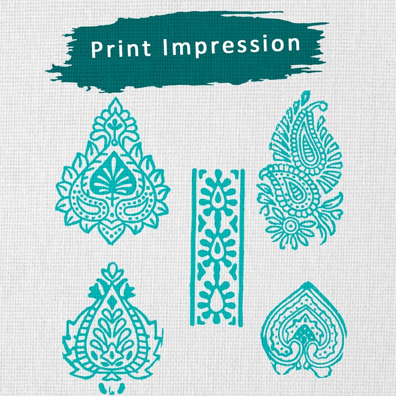 TWOGRAMS | Set of 5 | Wooden Stamp Block, Printing Stamp Design Set | Block for Printing Saree Border | Dresses, Craft Card Making, Scrapbook, Clay Pottery - Image 3