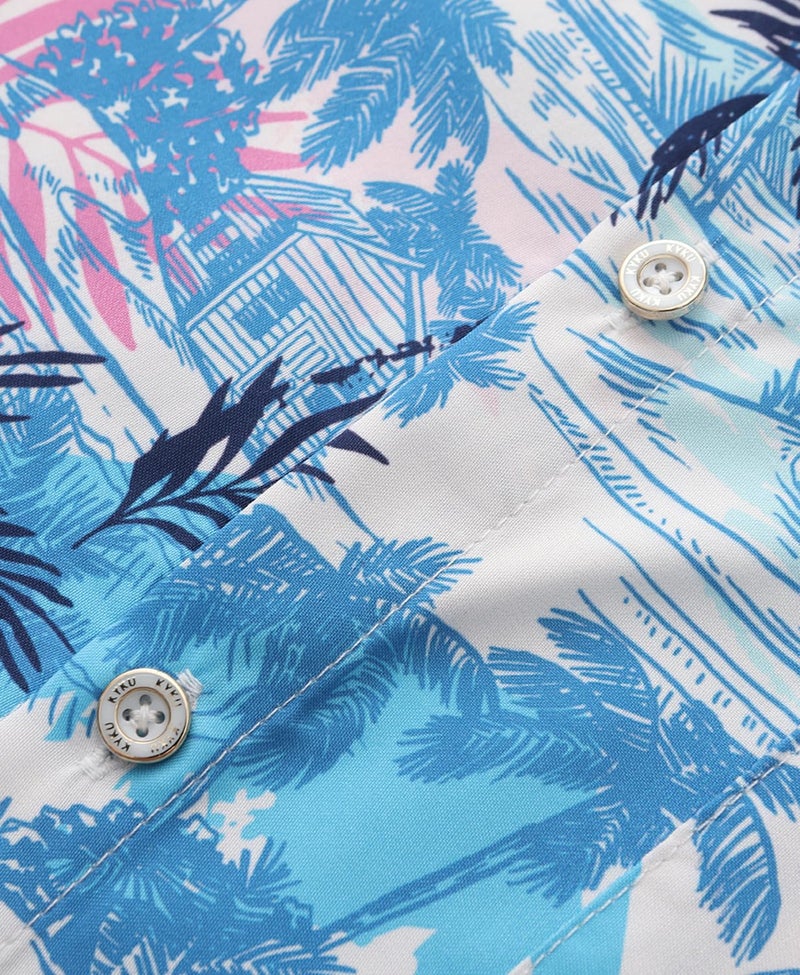 KYKU Men Button Hawaiian Shirt: Beach Short Sleeve Clothes Tree Multicolor XL - Image 5