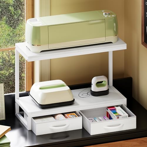 VENNQD Stand Compatible with Cricut Maker and Cricut Explore Air Series Stand Legs for 2 Cricut Machines Fully Open 2 Tier Desktop Craft Accessories Storage Organizer (White) - Image 4
