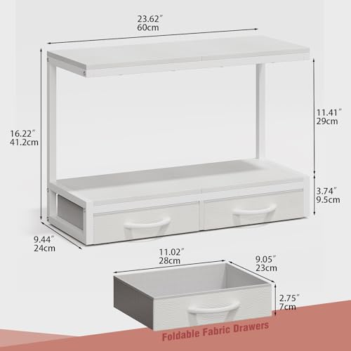 VENNQD Stand Compatible with Cricut Maker and Cricut Explore Air Series Stand Legs for 2 Cricut Machines Fully Open 2 Tier Desktop Craft Accessories Storage Organizer (White) - Image 3