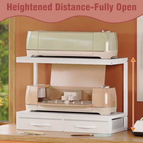 VENNQD Stand Compatible with Cricut Maker and Cricut Explore Air Series Stand Legs for 2 Cricut Machines Fully Open 2 Tier Desktop Craft Accessories Storage Organizer (White) - Image 2