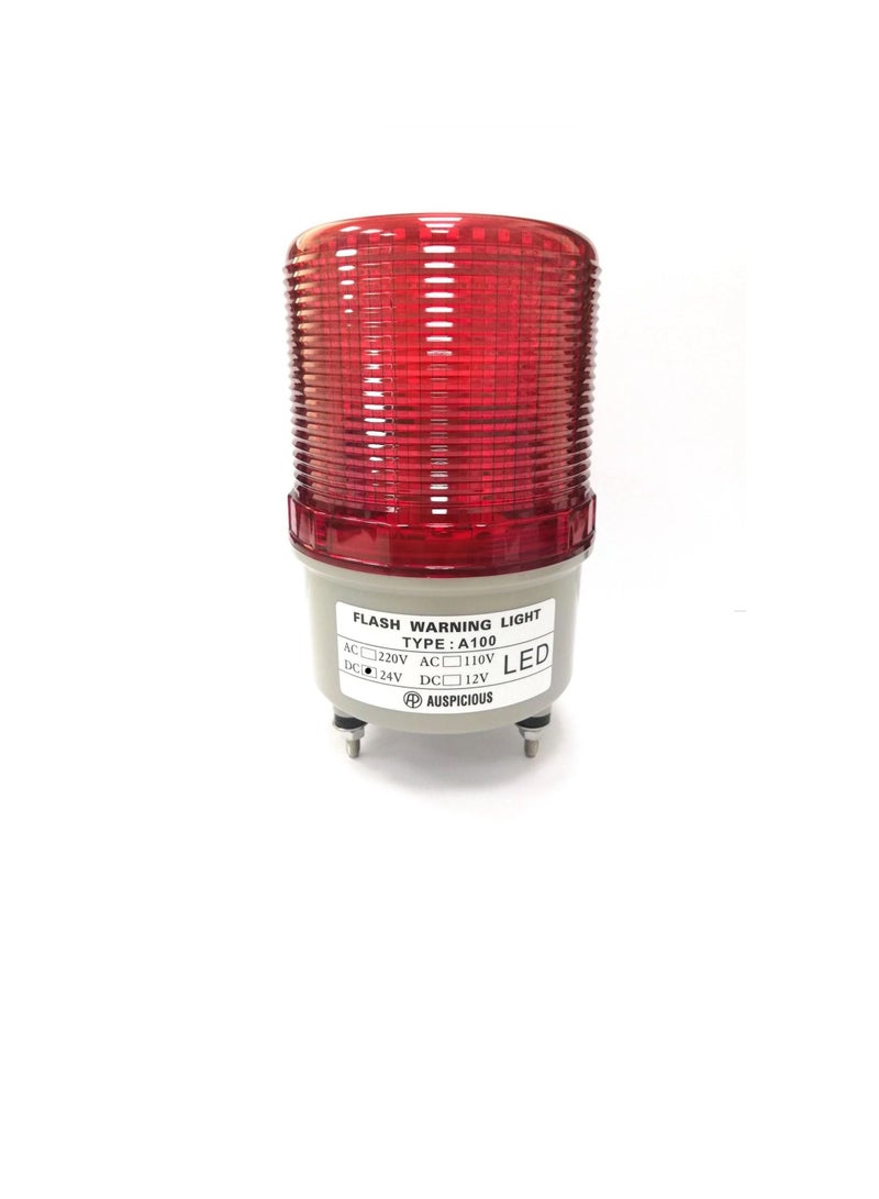Auspicious Red LED Beacon Light Flashing Type Screw Mount Base A100F Auspicious 12VDC - Image 1