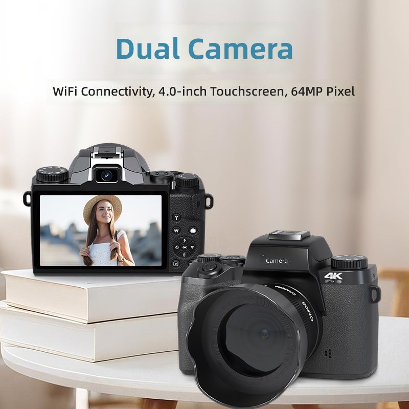 Cross-Border Dual-Camera Mirrorless Digital Camera with 4-inch Touchscreen, HD Selfie Mode, and Professional Photography Features for Students - Image 1