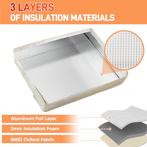 TOHONFOO Air Conditioner Covers for Inside 21"W x 15"H x 3.5"D, Windproof and Waterproof 3 Layers Insulation Window Air Conditioner Cover with Aluminum Foil and 2mm Foam, Beige - Image 3