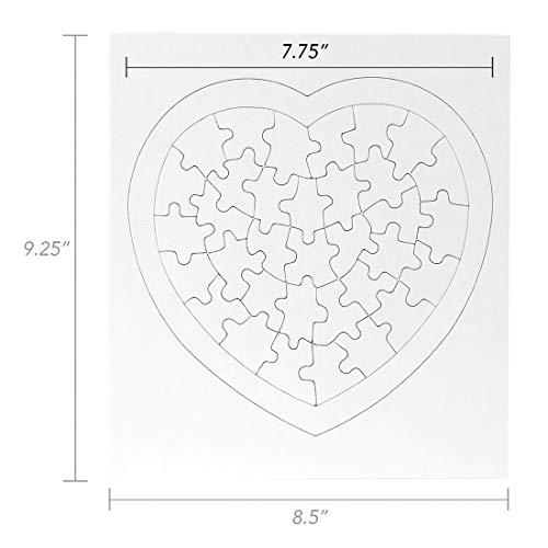 Hygloss ألغاز قلوب فارغة من هايجلوس 6 قطع 85 × 95 بوصة مع إطار خلفي مثالي لحرف يوم الحب كتابة رسم وتزيين 34 قطعة لكل منها - Image 5