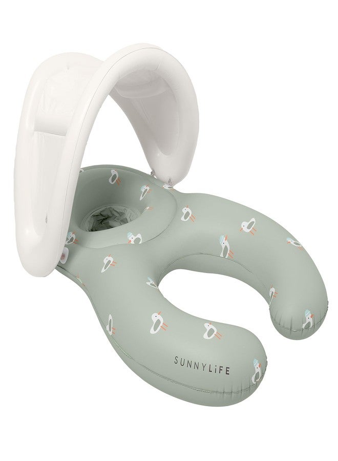 SUNNYLiFE Float Together Baby Seat, Sammy The Seagull Green, PVC, 43.31 x 29.13 x 25.59 inches, Caregiver and Baby Float with Removable Canopy, for 11-15kg Children - Image 1