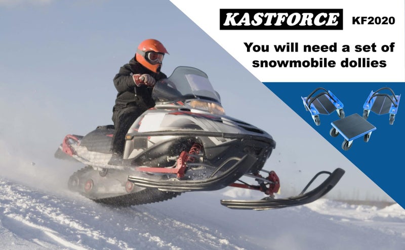 KASTFORCE دمى Kastforce Snowmobile Dollies ذات حماية كاملة من المطاط وشديدة التحمل تحمل ما يصل إلى 1500 رطل (682 كجم) على شكل حرف V مع عجلات دوارة 2.5 بوصة وزوجين من الأشرطة شديدة التحمل Kf2020 - Image 5