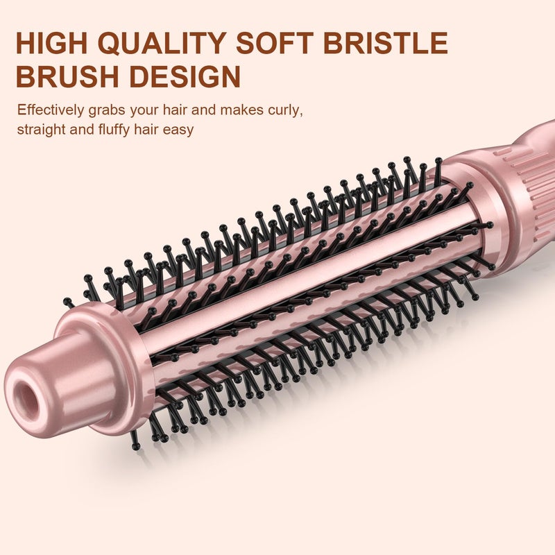 USHOW Heated Round Brush Curling Brush,Volumizing Thermal Brush 1 Inch Ceramic Tourmaline Heated Hot Ionic Iron, Curling Wand Hair Styler Tool (Pink, 1 inch) - Image 4