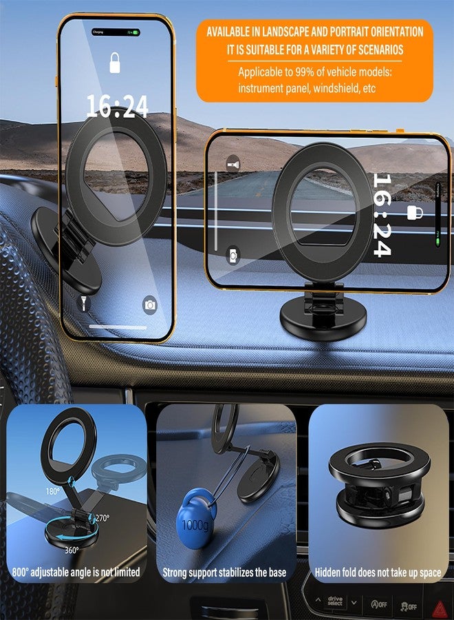 Vynora Magnetic Car Phone Holder, N55 Strong Magnets, 360° Rotation Dashboard Magnetic Phone Holder for Car, Folding Car Magnet Phone Mount for iPhone 16 15 14 13 Pro Max - Image 4