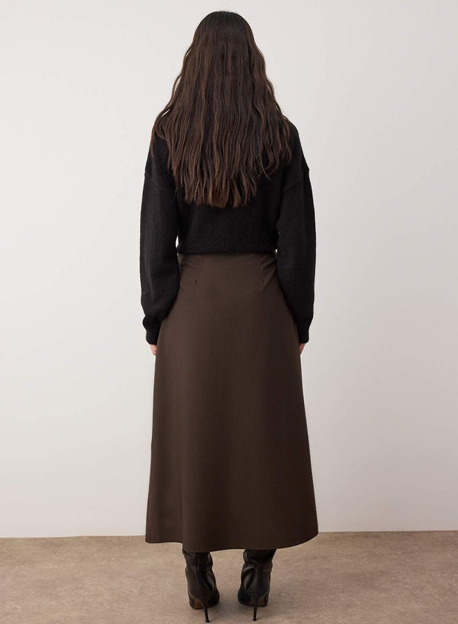 trendyol Brown ALine Unlined Plain Woven Hijab Skirt - Image 4