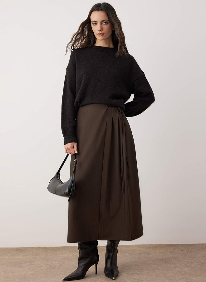 trendyol Brown ALine Unlined Plain Woven Hijab Skirt - Image 1