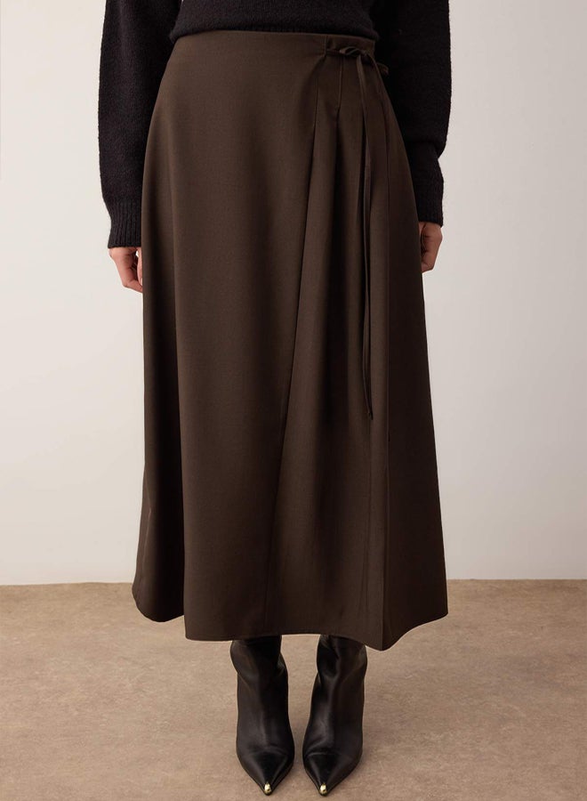 trendyol Brown ALine Unlined Plain Woven Hijab Skirt - Image 3