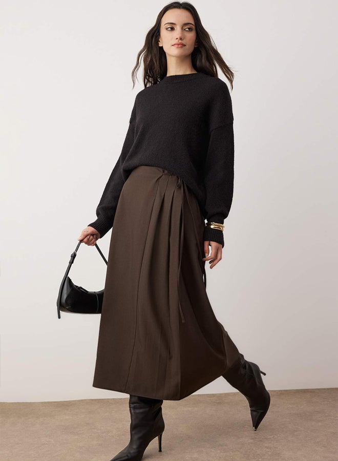 trendyol Brown ALine Unlined Plain Woven Hijab Skirt - Image 2