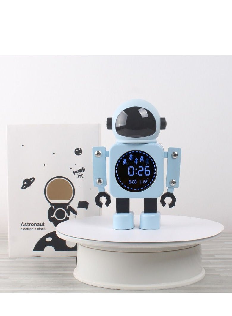 KUYING Creative Metal Digital Display Nightlight Silent Robot Alarm Clock 