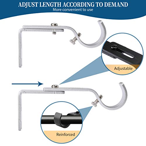 Anndason Heavy Duty Adjustable Curtain Rod Brackets Rod Holders for 1 Inch Rod, Silver Color, (Set of 2) - Image 3