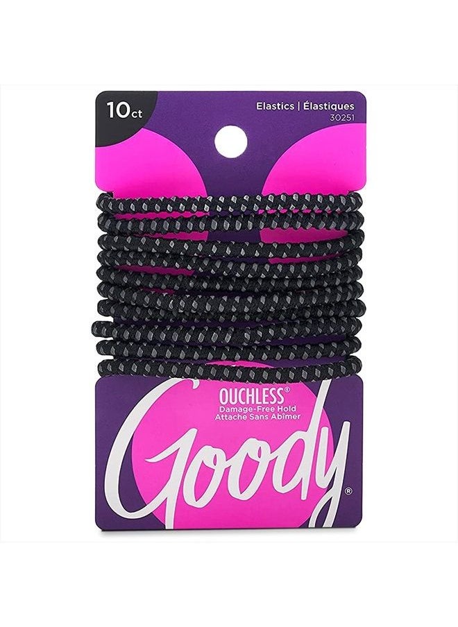 Goody - Goody Nonslip Womens Elastic Hair Tie - 10 Count, Black - 4MM for Medium Hair- Ouchless Hair Accessories for Women Perfect for Long Lasting Braids, Ponytails and More - Pain-Free - Image 1
