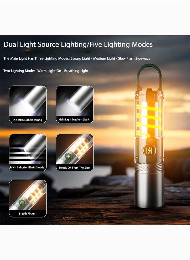 OASIS DESERT Outdoor Camping Flashlight Strong Light Long Distance P50 Double Light Source White Laser Portable Led Tent Multi-Functional Small Flashlight  - Image 4