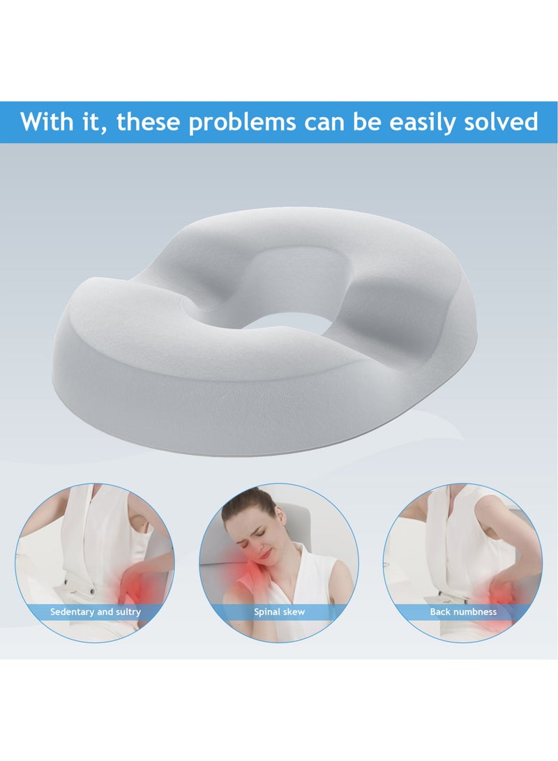 LEFAFA Donut Pillow Seat Cushion, for Tailbone Pain Relief and Hemorrhoids, Memory Foam Coccyx Cushion for Postpartum Pregnancy, Seat Cushions for Men and Women for Home Office(Grey) - Image 5
