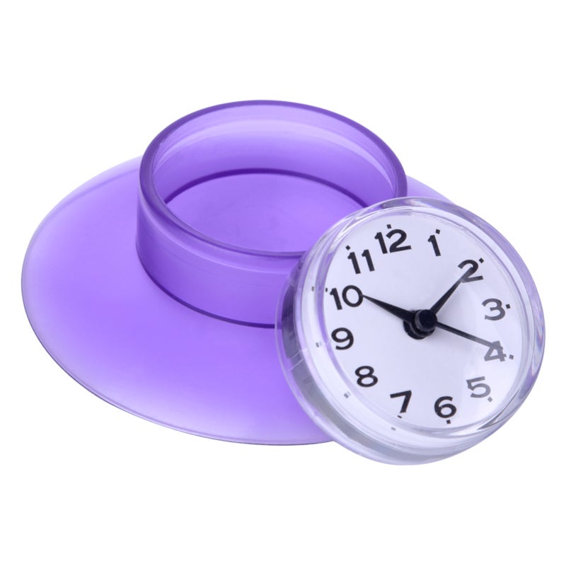 QUARTZ Bathroom Kitchen Mirror Suction Wall Clock Shower Waterproof Quartz Clocks Decoration Purple - Image 3