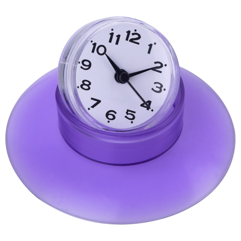 QUARTZ Bathroom Kitchen Mirror Suction Wall Clock Shower Waterproof Quartz Clocks Decoration Purple - Image 4