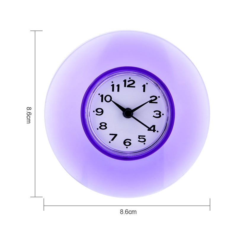 QUARTZ Bathroom Kitchen Mirror Suction Wall Clock Shower Waterproof Quartz Clocks Decoration Purple - Image 2