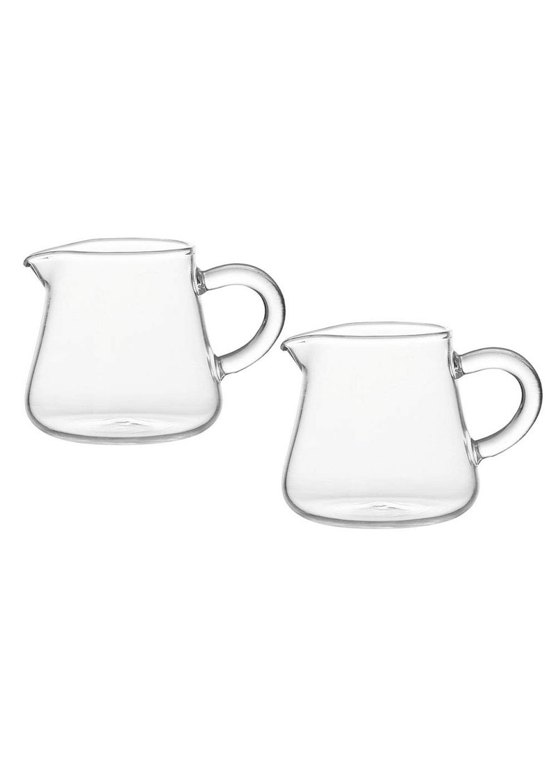 FUYU FUYU 2pcs Simple Heat Resistant Transparent Glass Mini Coffee Pot Creamer Pitcher 