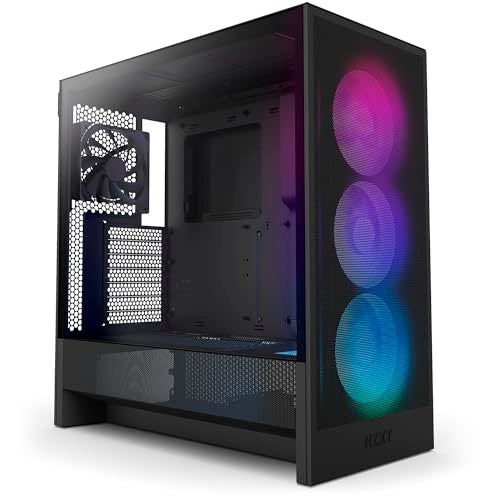 NZXT H5 Flow RGB 2024 Compact ATX MidTower PC Gaming Case High Airflow F360 RGB Core CV Included 360mm Front 240mm Top Radiator Support Cable Management Tempered Glass Black - Image 1