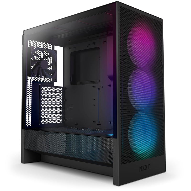 NZXT H5 Flow RGB 2024 Compact ATX MidTower PC Gaming Case High Airflow F360 RGB Core CV Included 360mm Front 240mm Top Radiator Support Cable Management Tempered Glass Black - Image 2