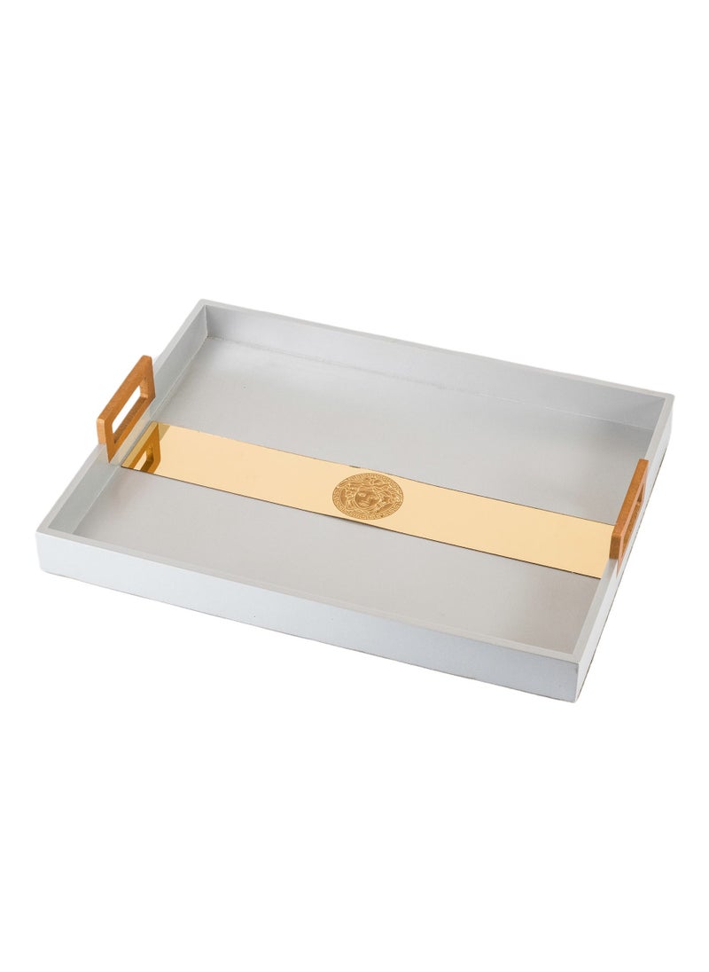 Hic - Wooden serving tray silver color with gold acrylic pattern - Image 1