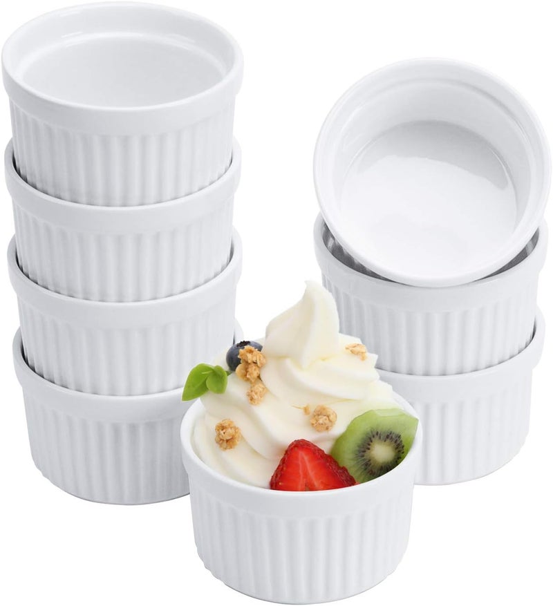 GPYG Porcelain Ramekins 4OZ,Set of 8, Souffle Dishes, Oven Safe Ramekin Bowls Serving For Creme Brulee, Custard, Pudding, Mini Desserts, Jam, Dips, Sauces, Ramekins For Baking - Image 1