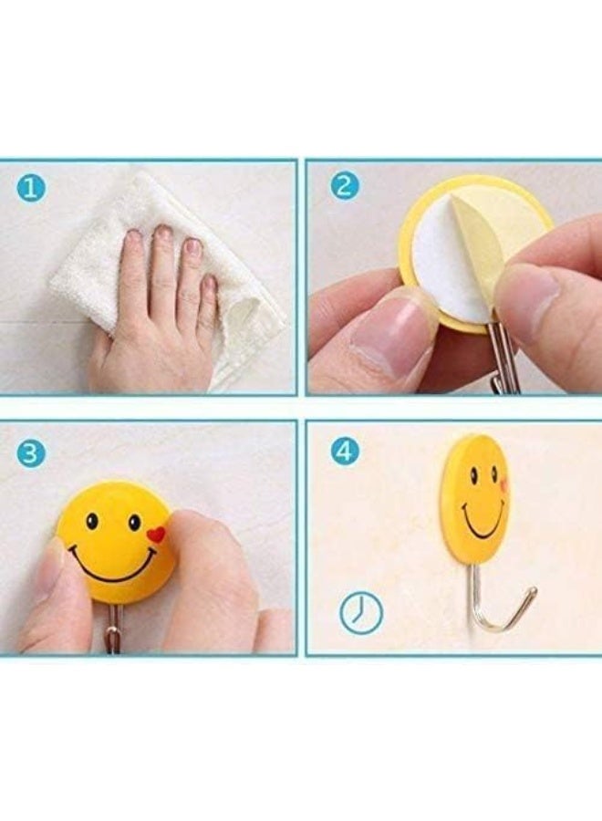 My Souq 10Pcs Smiley Face Wall Hooks - Strong Adhesive Stainless Steel Hooks for Home, Kitchen & Kids Room Organization - Image 4
