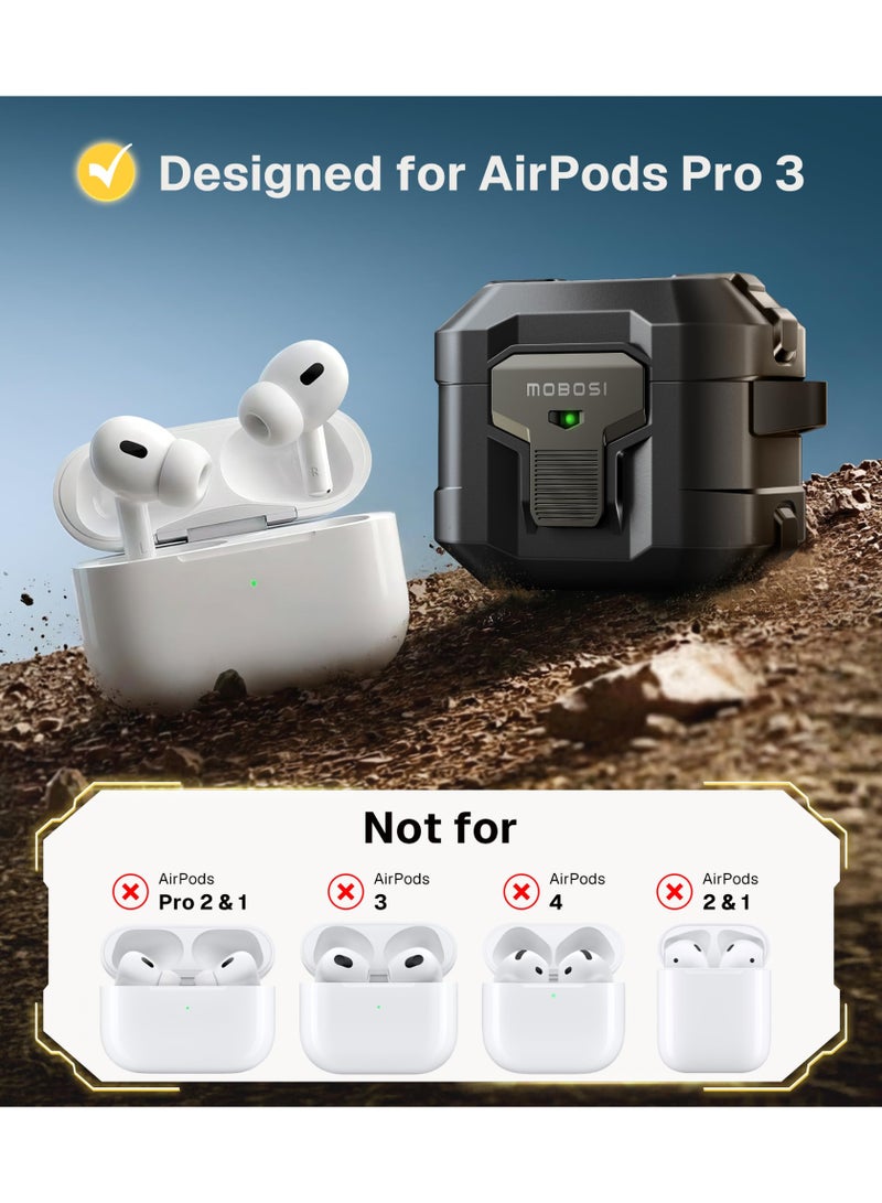 MOBOSI for AirPods Pro 3 Case 2025 with Drop-Proof Lock, Cleaning Kit & Keychain, Compatible with MagSafe, Military-Grade Protection Hard Cover for iPods Pro 3rd Generation, Black - Image 2