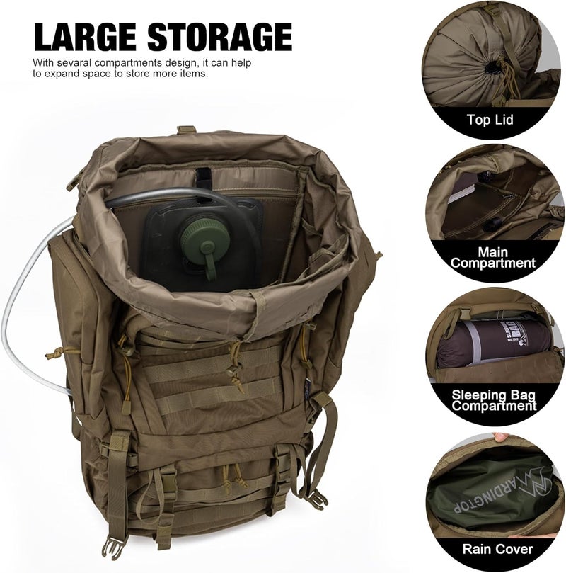 Mardingtop 60L Military Internal Frame Backpack for Hiking,Camping,Hunting,Rucksack Backpack with Rain Cover - Image 4