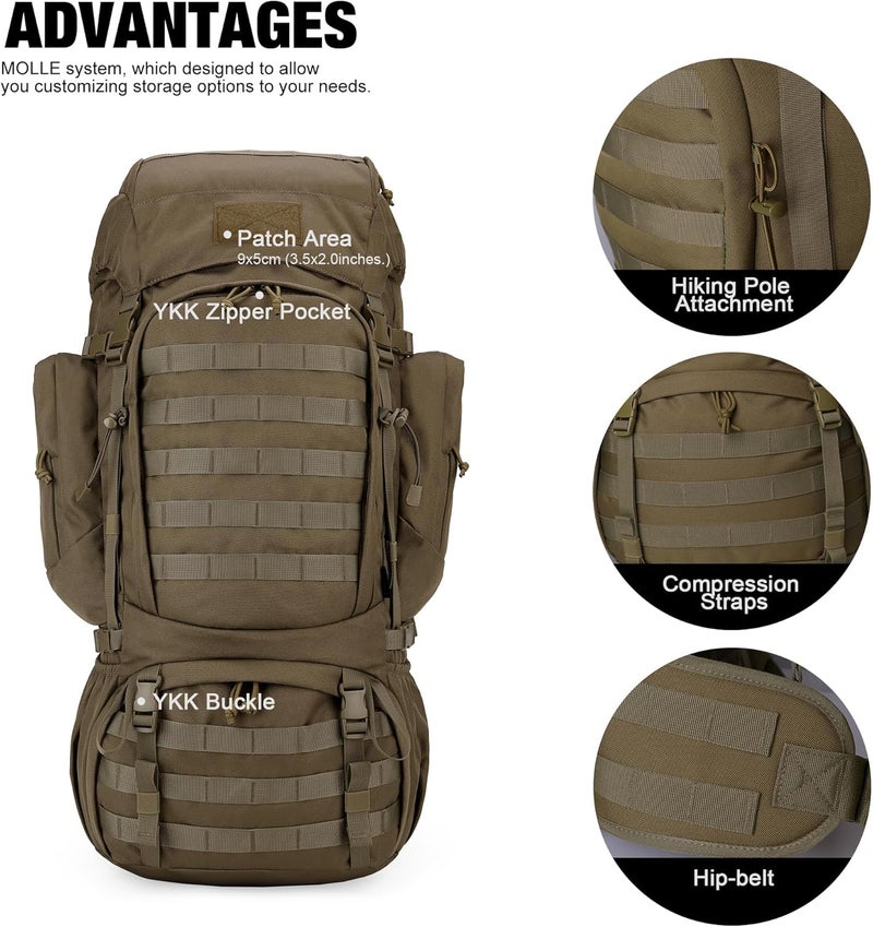 Mardingtop 60L Military Internal Frame Backpack for Hiking,Camping,Hunting,Rucksack Backpack with Rain Cover - Image 3