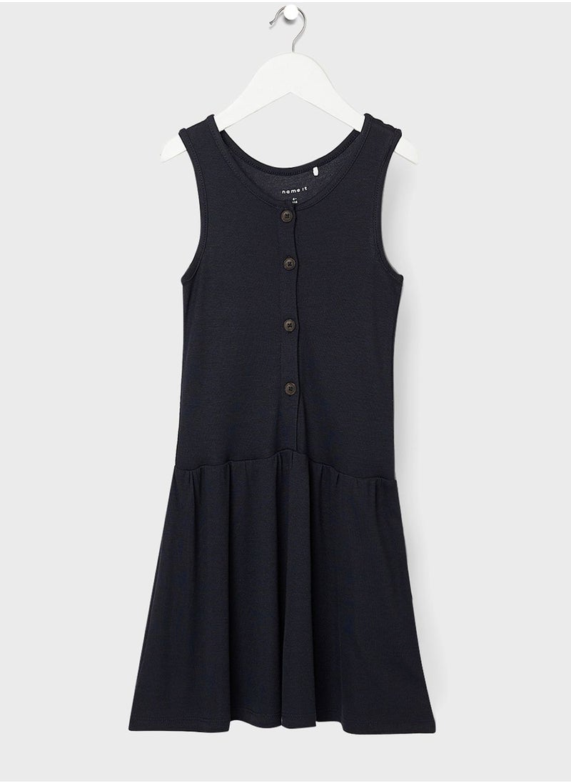 NAME IT - Kids Sleeveless Button-Front Dress - Image 1