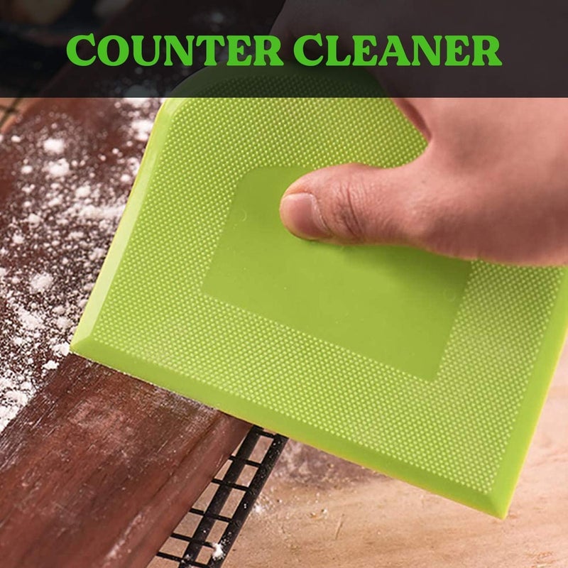 SURDOCA Dough Scraper Bench Scraper - 3P 4.7x3.7" Plastic Flexible Bowl Scraper, Sharp Edge & Angles Cake Scraper. Non-Slip Bakeware Decorating Tools Sculpting & Modeling Tools - Green+White+Green - Image 5
