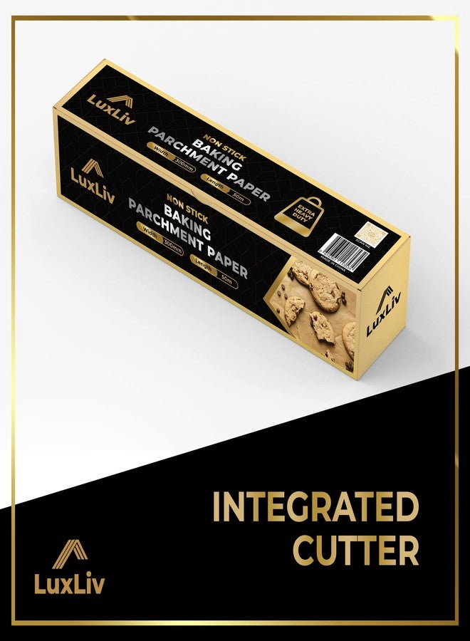 لفة ورق زبدة بني غير مبيض من LuxLiv® بطول 50 مترًا (164 قدمًا) للخبز، لوازم خبز العجين المخمر، لفة ورق شمع، ورق طهي - سميك للغاية وغير لاصق ومقاوم للدهون (930 سم/11.8 بوصة/1 قدم) - Image 4