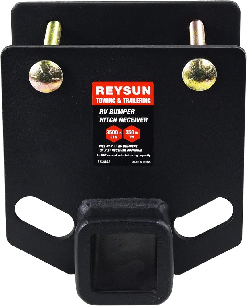REYSUN RV Bumper Hitch Receiver 2" Adapter for 4" Square RV Rear Bumpers - Image 2