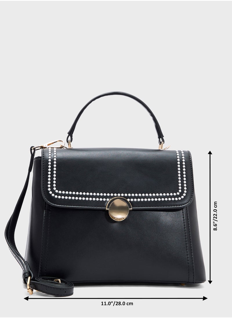ELLA - Embroidered Panel Satchel Bag - Image 1