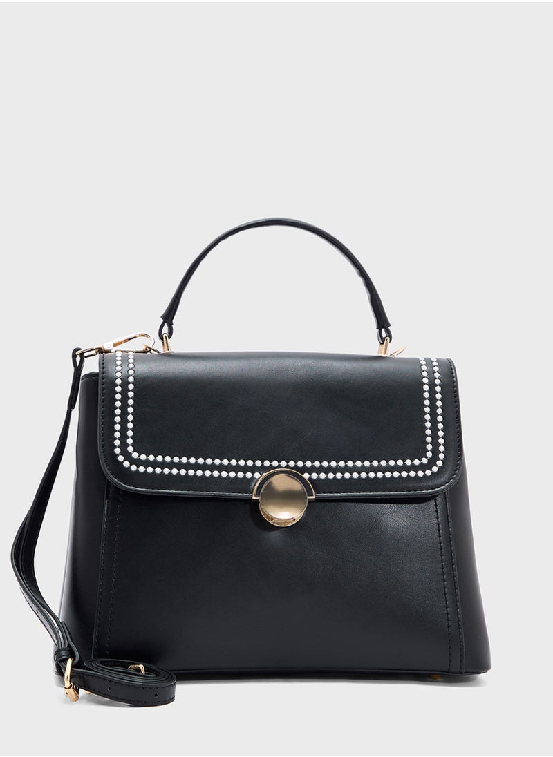ELLA - Embroidered Panel Satchel Bag - Image 1