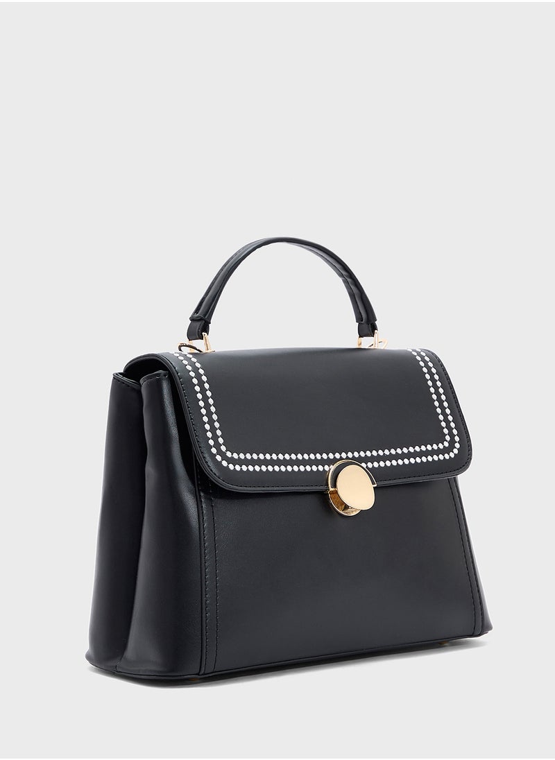 ELLA - Embroidered Panel Satchel Bag - Image 1