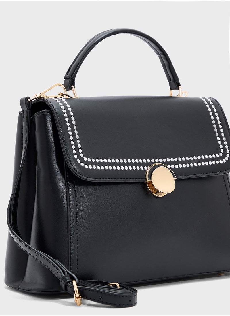 ELLA - Embroidered Panel Satchel Bag - Image 1