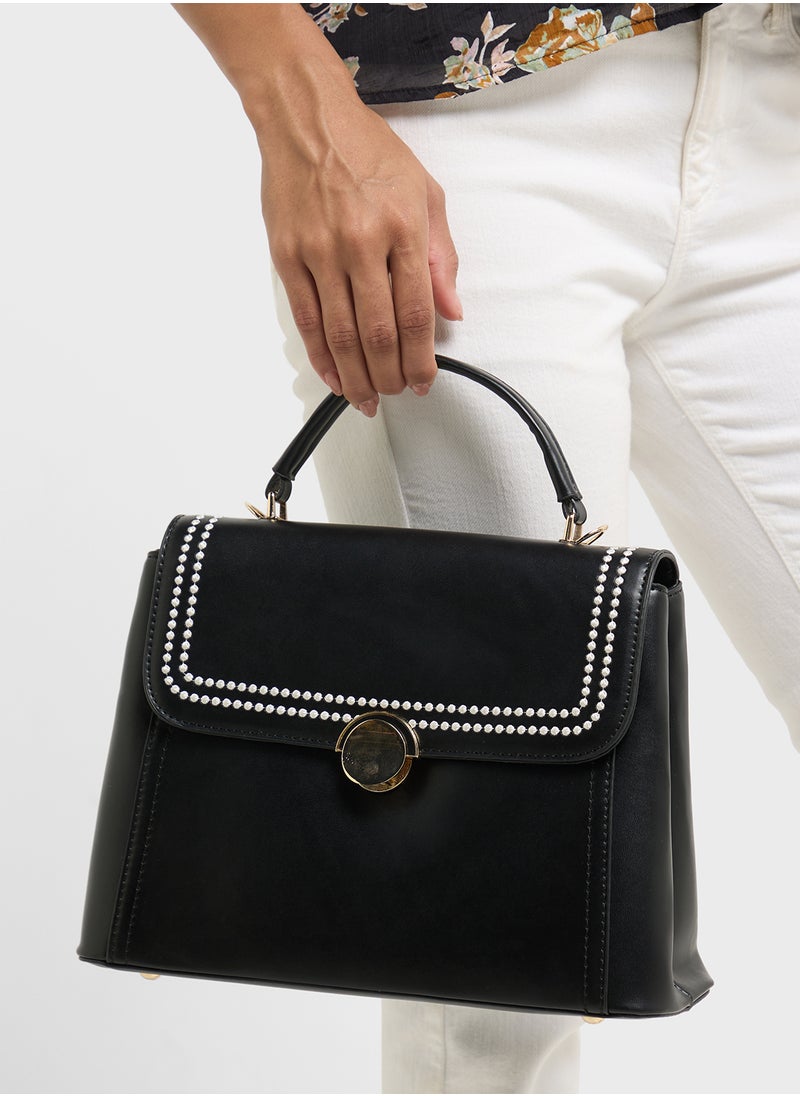 ELLA - Embroidered Panel Satchel Bag - Image 1