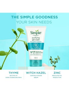 simple Purifying Face Wash 150Ml For Oily, Acne-Prone, Sensitive Skin | 100% Soap-Free Gentle Cleanser For Women & Men  - Image 3